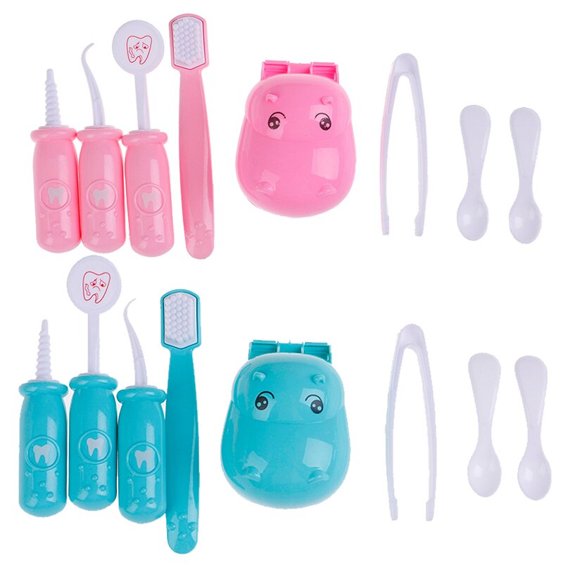 9Pcs/set Brushing Practice Kids Pretend Play Toy Dentist Check Teeth Model  For Doctors Role Play Simulation Learning Toy