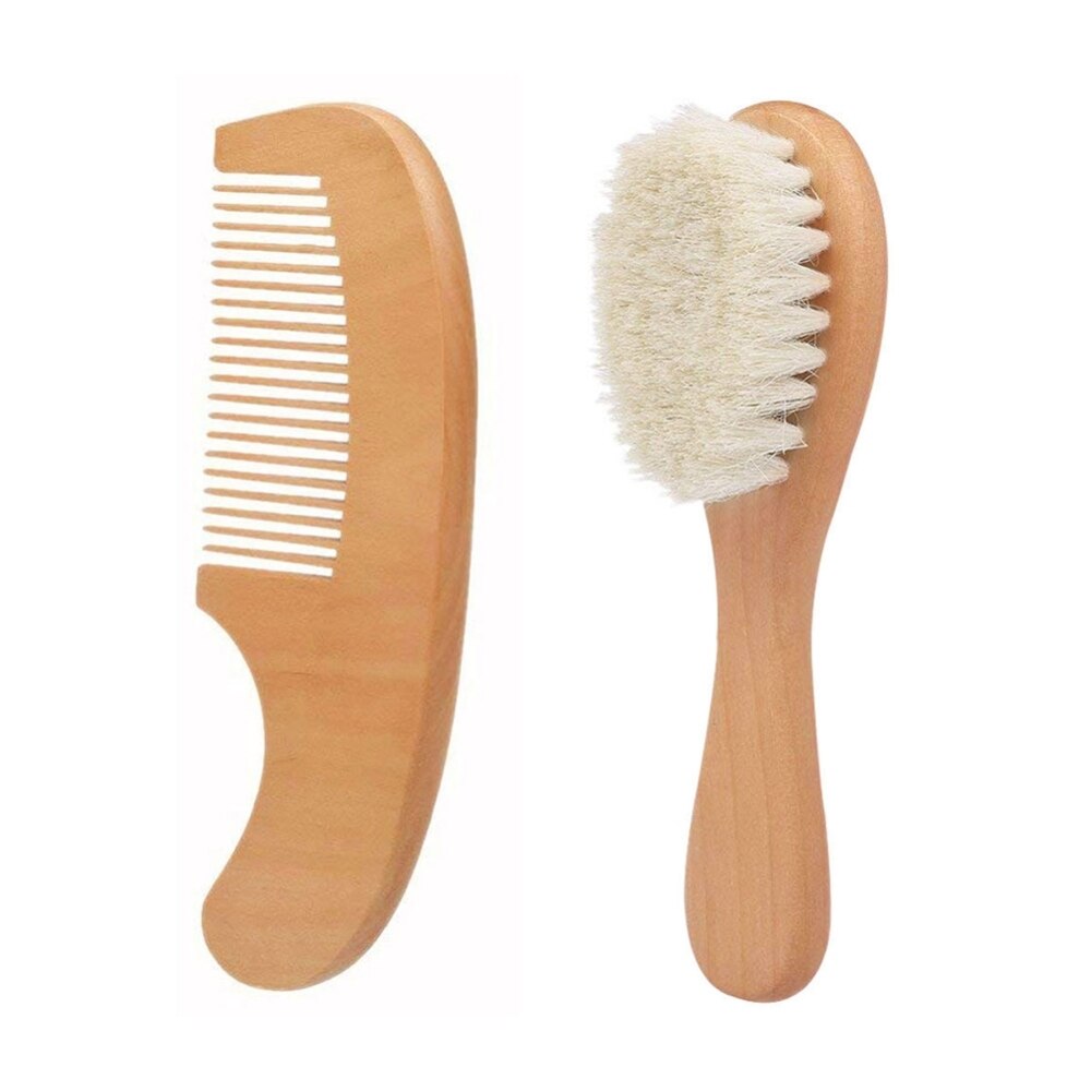 Pure Natural Wool Baby Wooden Brush Infant Comb Head Massager wool