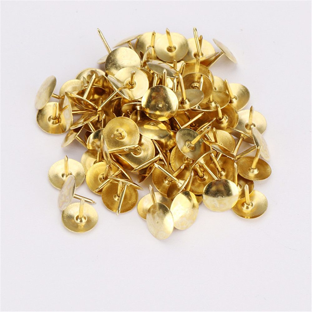 100Pc Push Pins Electroplated Gold Thumb Tacks With Plastic Box