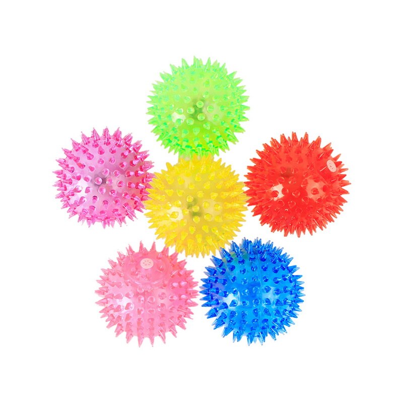 Dog And Cat Voice Attract Toys LED Light Elastic Rubber Flash Hedgehog Massage Stimulation Hand Pet Products Bouncing Ball