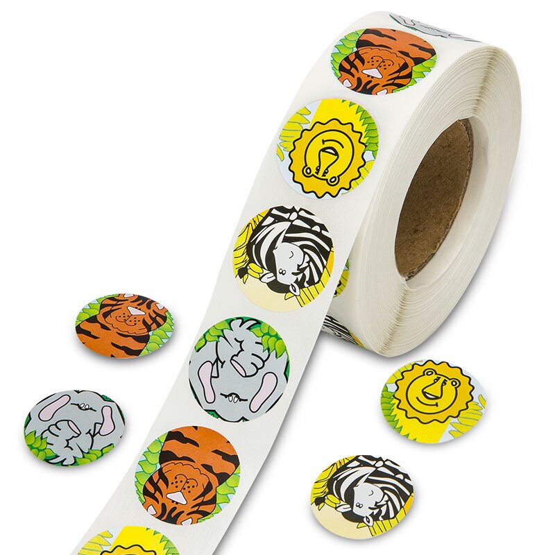 500pcs/roll Animals cartoon Stickers for kids classic toys sticker school teacher reward sticker Various styles designs pattern