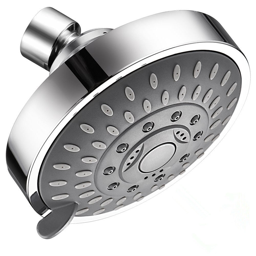 Shower Head High Pressure 4 Inch 5-setting Adjustable Round Shower Head Top Spray Bathroom Wall Mount Replacement Head