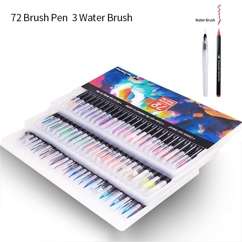 72 Colors Watercolor Brush Pens Art Marker Pens for Drawing Coloring Books Manga Calligraphy School Supplies Stationery