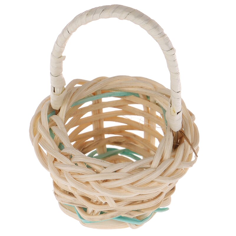 Hot sale Mini 1/12 Cute Dollhouse Rattan Iron Frame Frame Hand-woven Vegetable Food Storage Basket Dolls Miniature Decoration