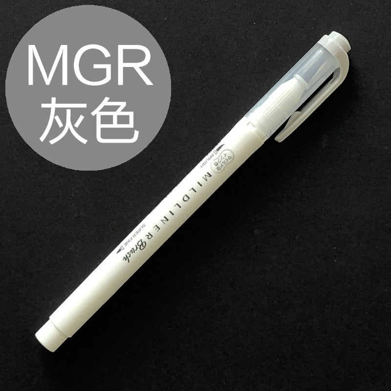 MildLiner Double Headed Highlighter Soft Brush Painting Drawing Pen Color Marker Pen Office School Supplies Japanese Stationery