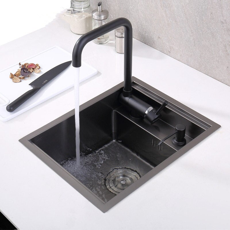 black Hidden Kitchen sink Single bowl Bar Small Size sink Stainless Steel Balcony sink Concealed black kitchen sink Bar sink