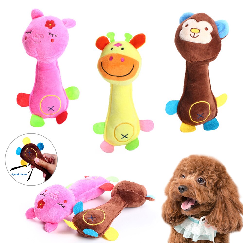 Cute Pet Dog Cat Funny Fleece Durability Plush Dog Toys Squeak Chew Sound Interactive Toy Fit For All Pets Long Plush Puppy Toy