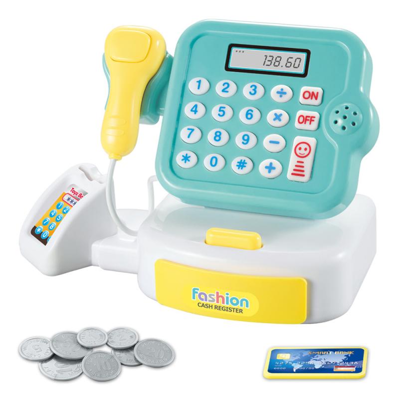 Kids Pretend Toy Simulated Cash Register Supermarket Puzzle Play House Electric Light Multifunctional Girl Parent-child Toy Gift