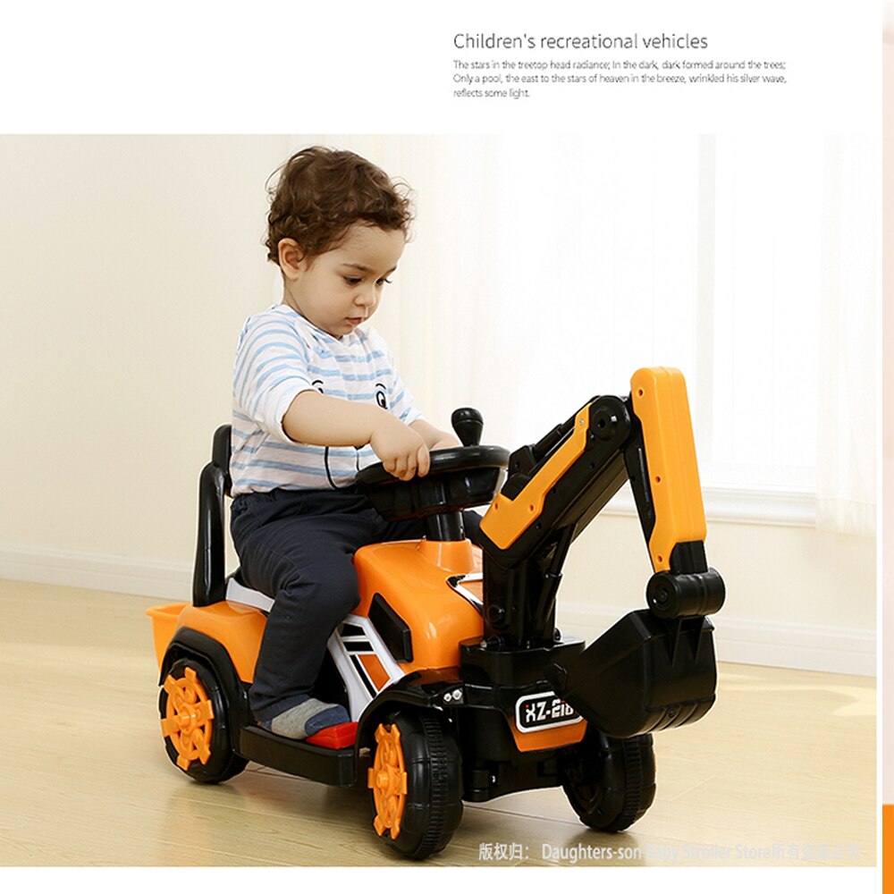 Children's electric car toy engineering car  old toy battery double drive with remote control knight excavator Russia free shipp