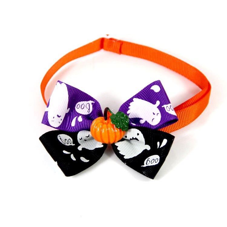 Bowtie Pet Collar Tie For Halloween Cosplay Pumpkin Ghost Witch Fashion Adjustable Cat Dog Bow Tie Colorful Printing Pattern Pet