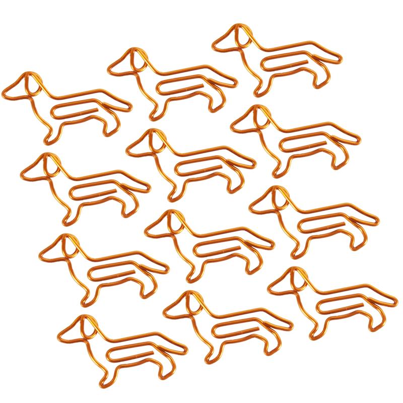 1 Pack Golden Dachshund Paper Clips Cartoon Creative Customization Special-shaped Gold Paper Clip (Orange)