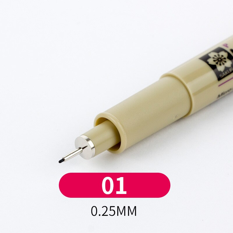 1pcs Pigment Liner Ink Marker Pen 0.05 0.1 0.2 0.3 0.4 0.5 0.6 0.8 Different Tip Black Fineliner Sketching Brush Pen Pens