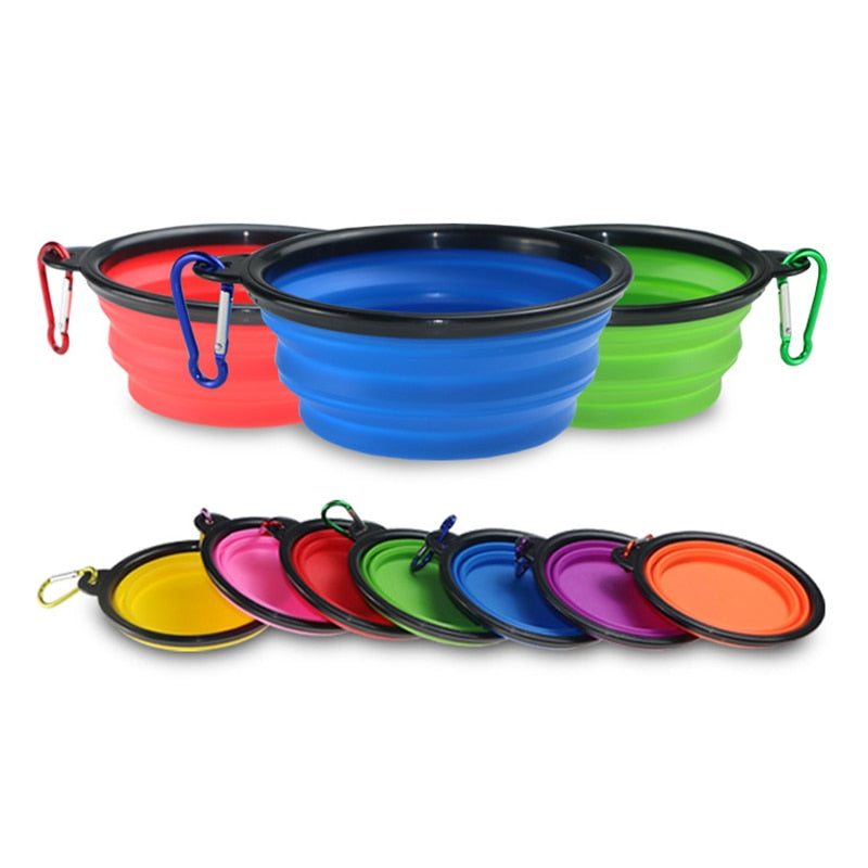 Silicone Collapsible Foldable Dog Bowl Candy Color Outdoor Travel Portable Puppy Food Container Water Feeder Dish Feeding Bowl
