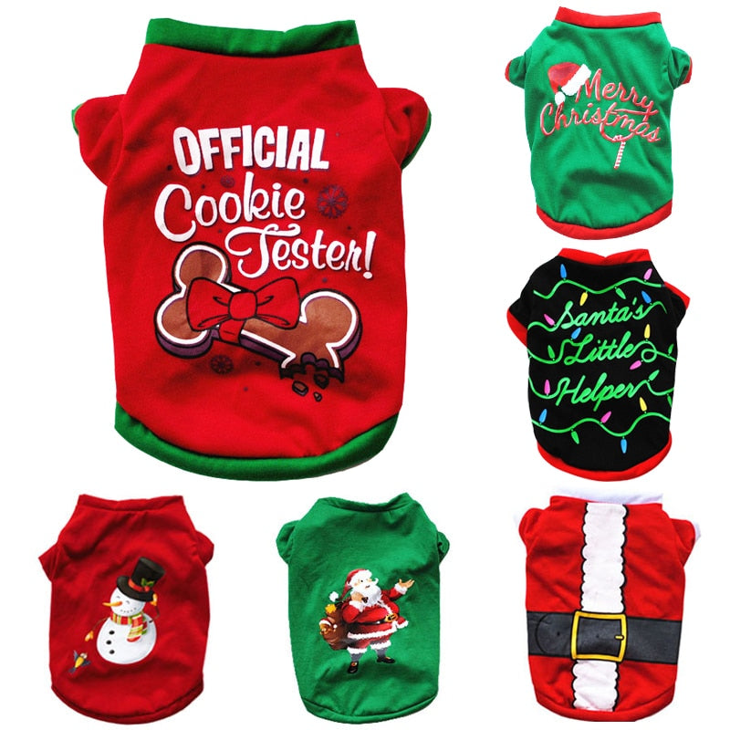 Christmas Dog Clothes Cotton Pet Clothing For Small Medium Dogs Vest Shirt New Year Puppy Dog Costume Chihuahua Pet Vest Shirt