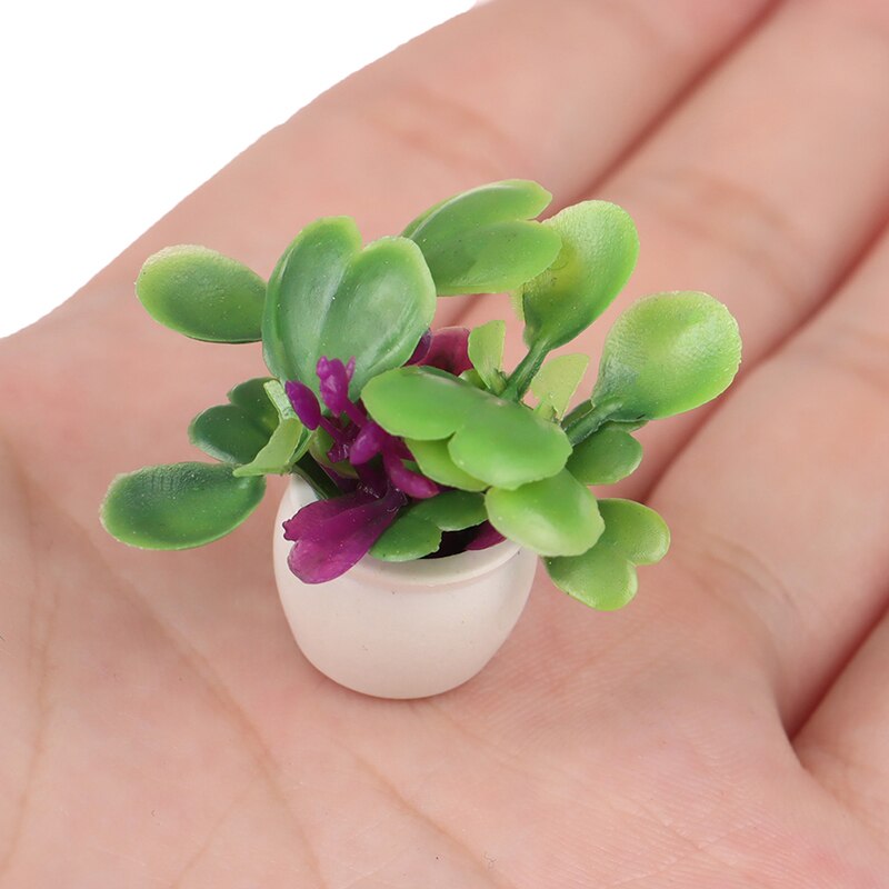 1:12 Dollhouse Miniature Green Plant In Pot Furniture Home Decor Accessories