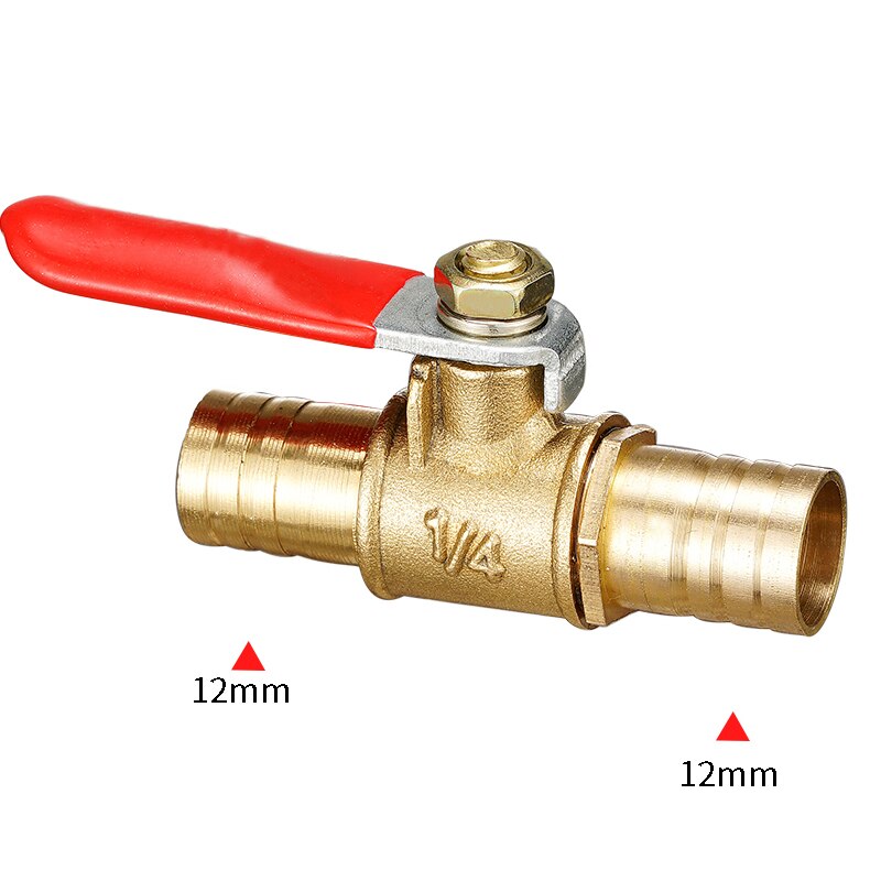 red handle Valve 6mm-12mm Hose Barb Inline Brass Water Oil Air Gas Fuel Line Shutoff Ball Valve Pipe Fittings
