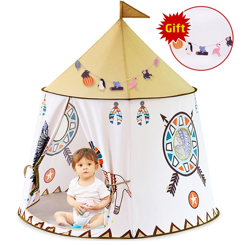YARD Kid Teepee Tent House 123*116cm Portable Princess Castle Present For Kids Children Play Toy Tent Birthday Christmas Gift