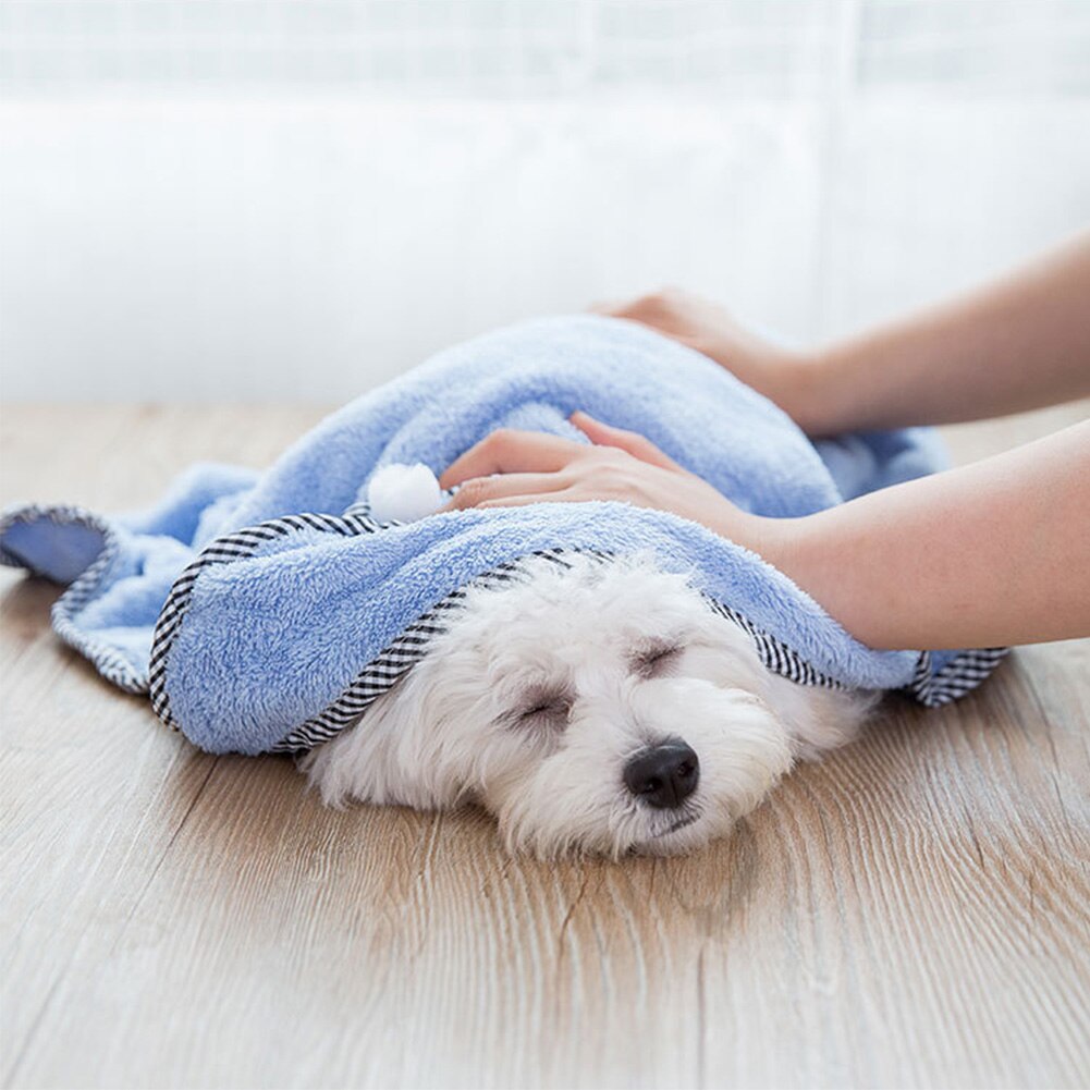 Solid Cleaning Home Universal Super Absorbent Shower Drying Dog Cat Button Closure Pet Bath Towel Bathrobe Washing Fiber Soft