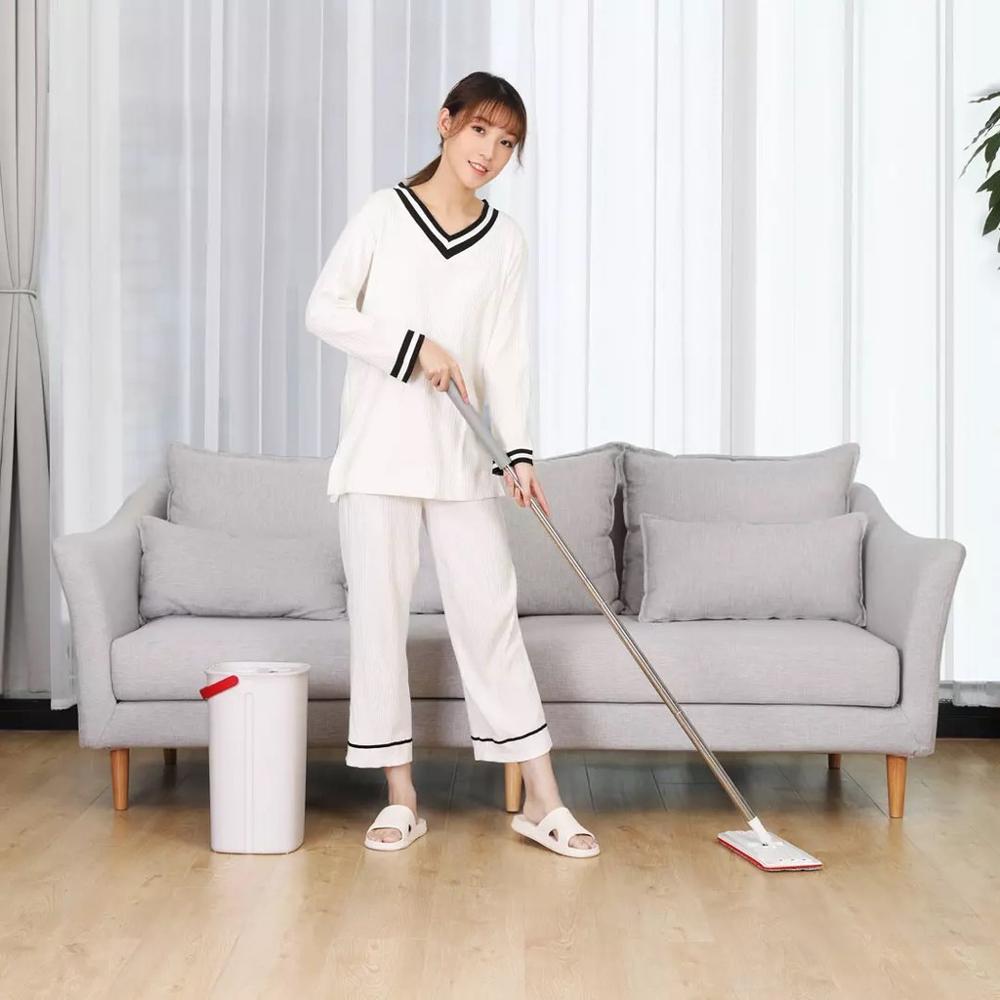 Flat Squeeze Mop with Bucket  Hand Washing Microfiber Free 2 Mop Cleaning Cloth Kitchen Wooden Floor Lazy Floor Mop