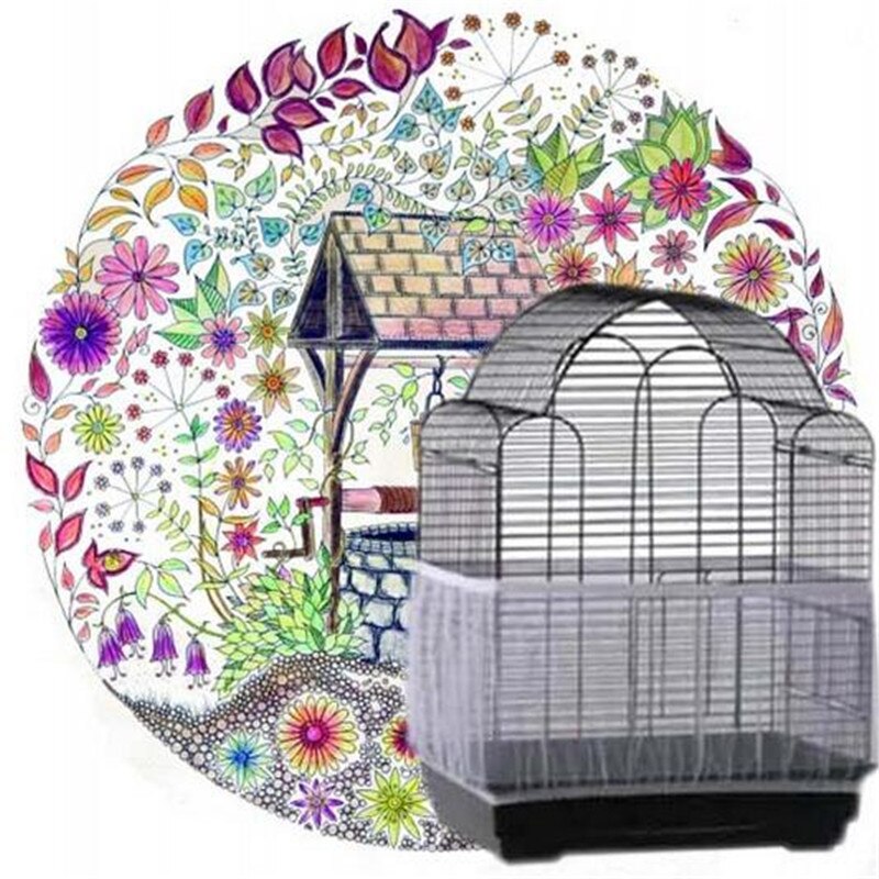 Nylon Mesh Bird Cage Cover  Seed Bird Parrot Cover Soft Easy Cleaning Nylon Airy Fabric Catcher Bird Supplies