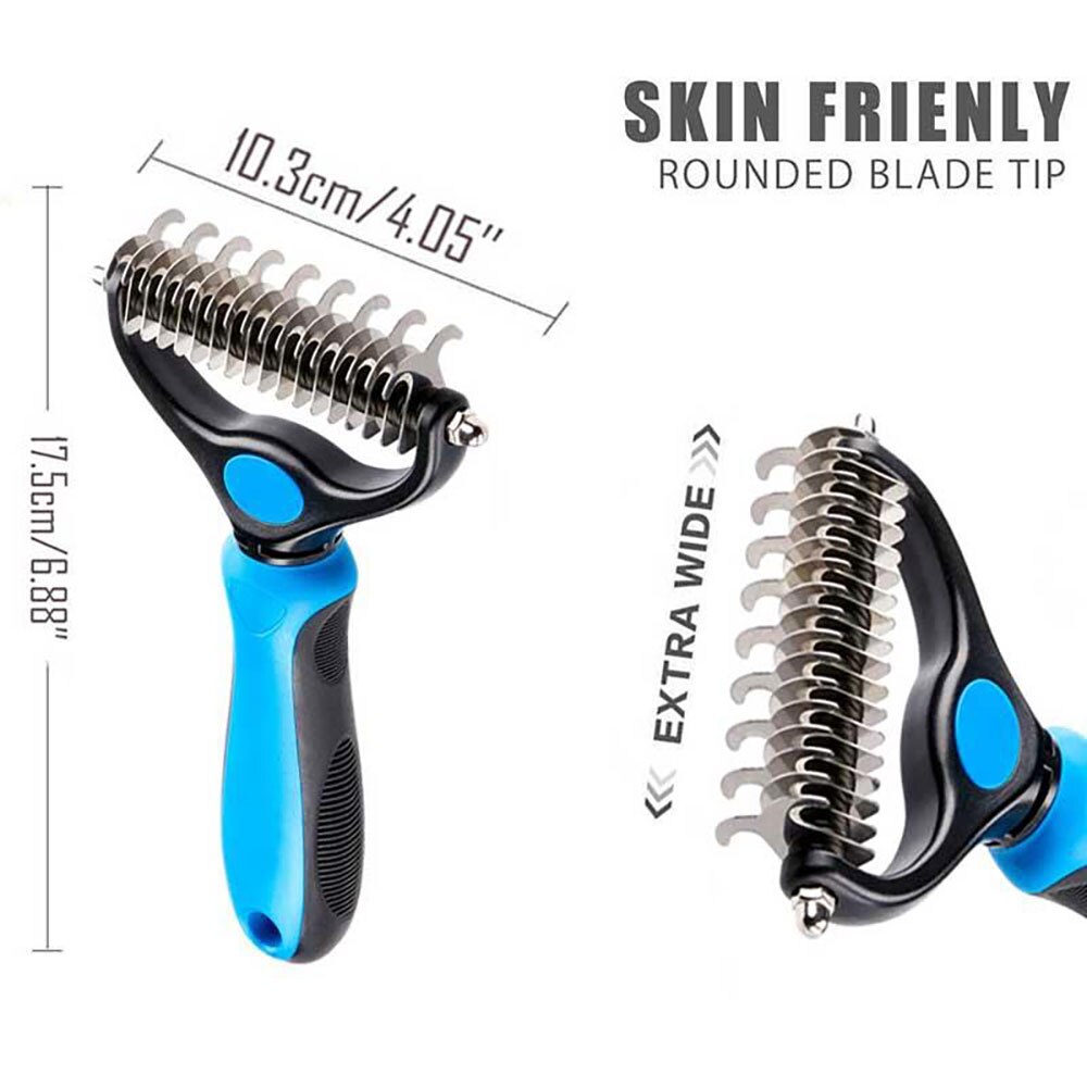 Pet Dog Cat Hair Removal Trimmer Comb Double Sided Slicker Shedding Brush for Dogs Cats Fur Trimming Dematting Grooming Tool