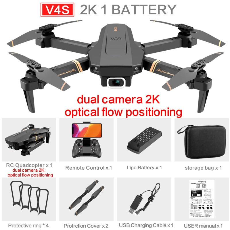 V4 WIFI FPV  Drone WiFi live video FPV 4K/1080P HD Wide Angle Camera Foldable Altitude Hold Durable RC Drone