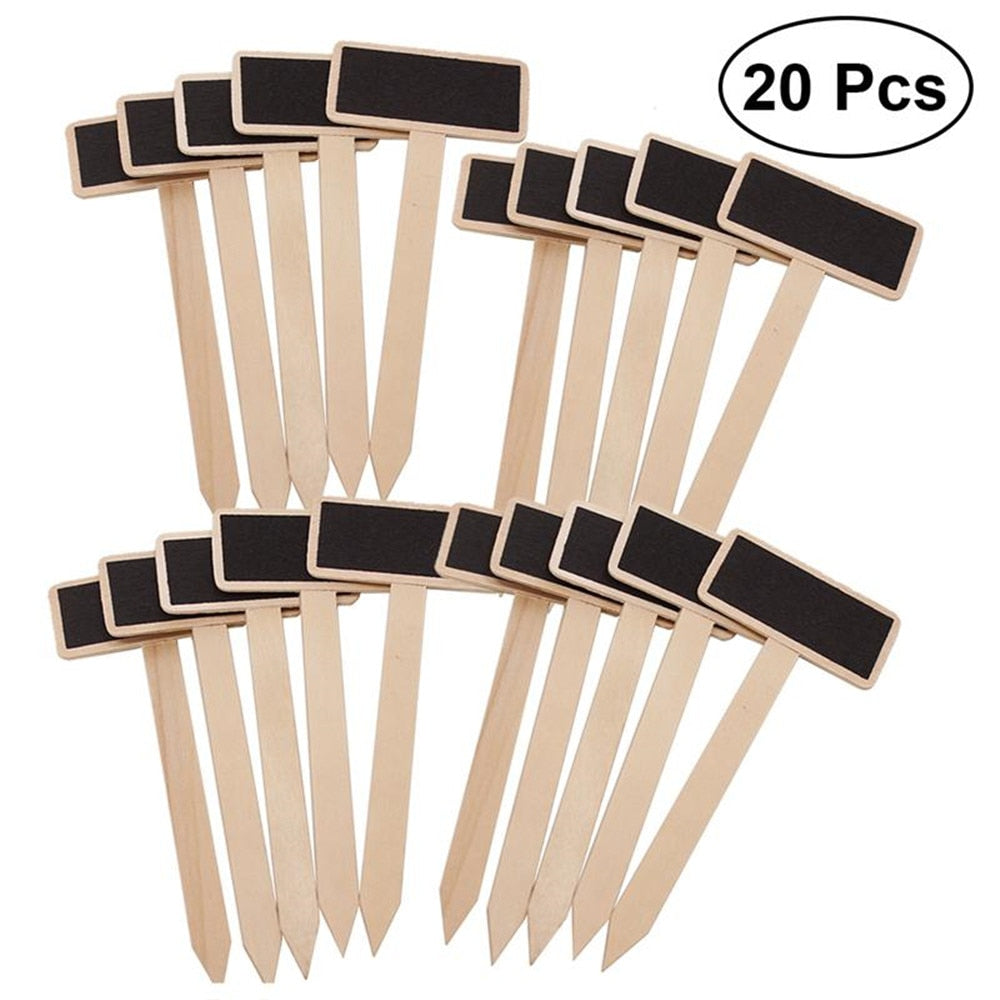 20PCS Mini Wooden Chalkboard Plant Markers Creative Blackboard Signs Garden Flowers and Plants Tags Garden Decoration Tools