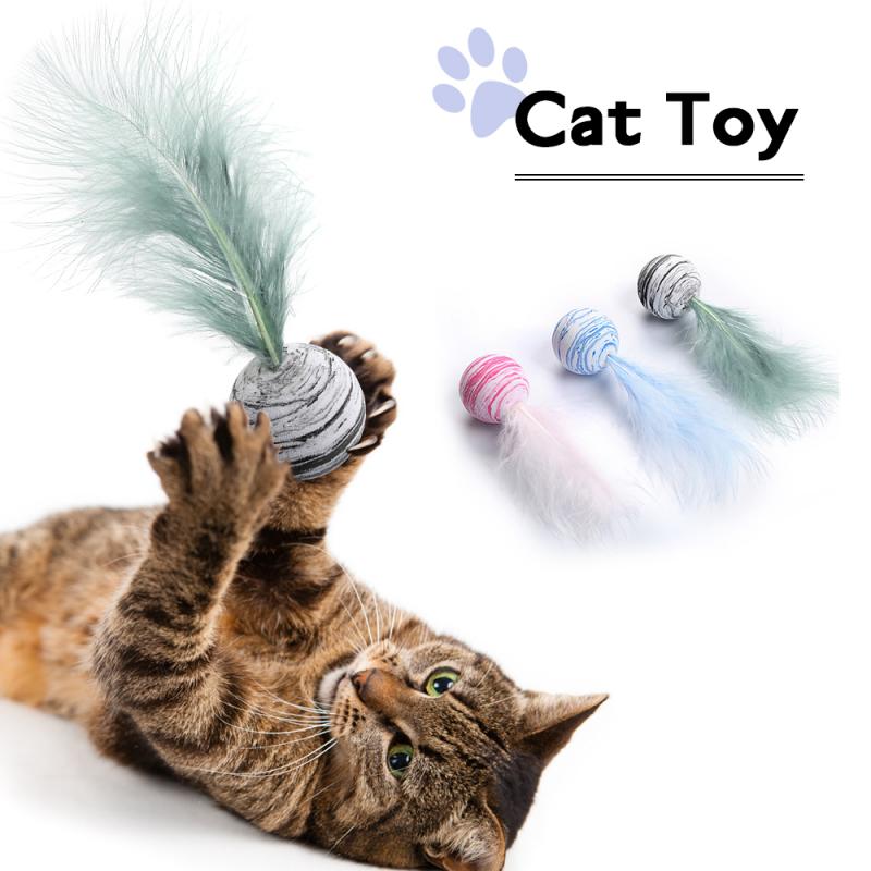 Delicate Cat Toy Star Balls Plus Feather High Quality EVA Material Light Foam Ball Throwing Funny Interactive Plush Toy Supplies