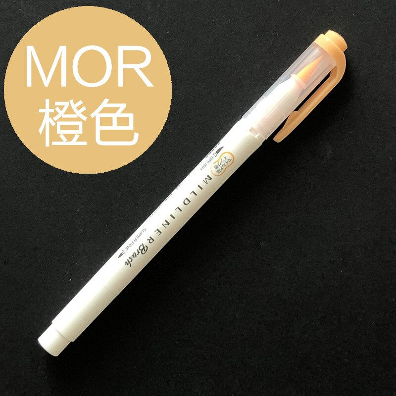 MildLiner Double Headed Highlighter Soft Brush Painting Drawing Pen Color Marker Pen Office School Supplies Japanese Stationery