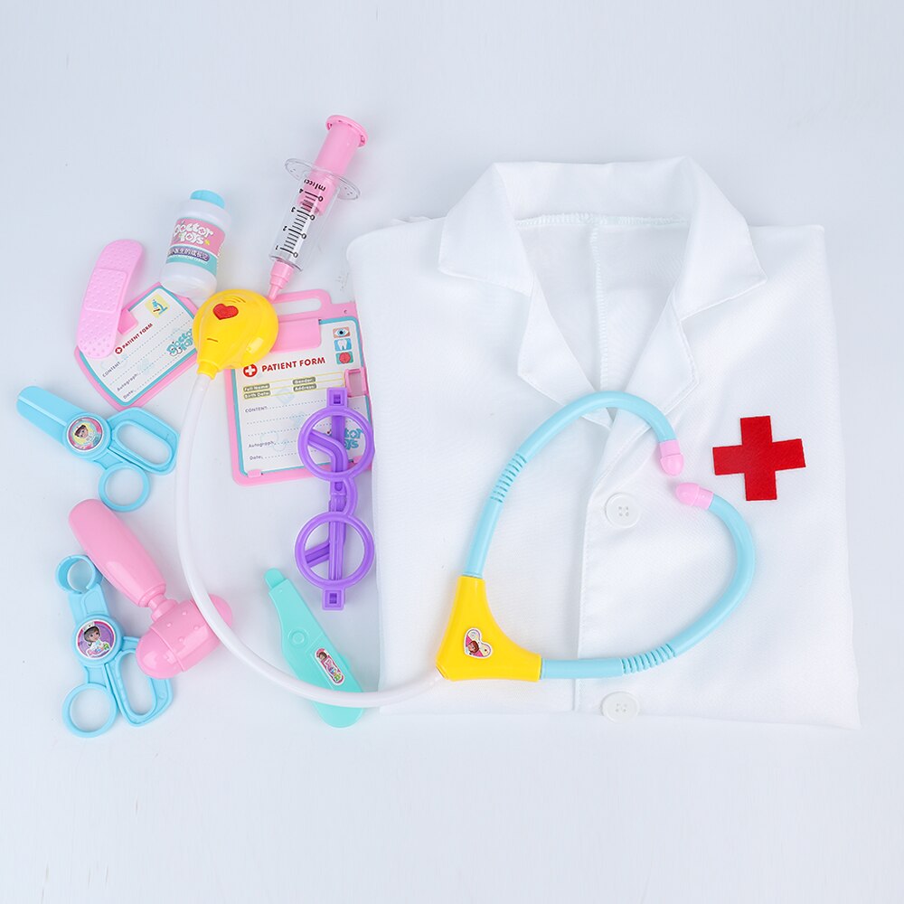 Doctor Overall and Toy Nurses Role Playing Clothing Kindergarten White Coat Performance Clothing Suitable for height under 140CM