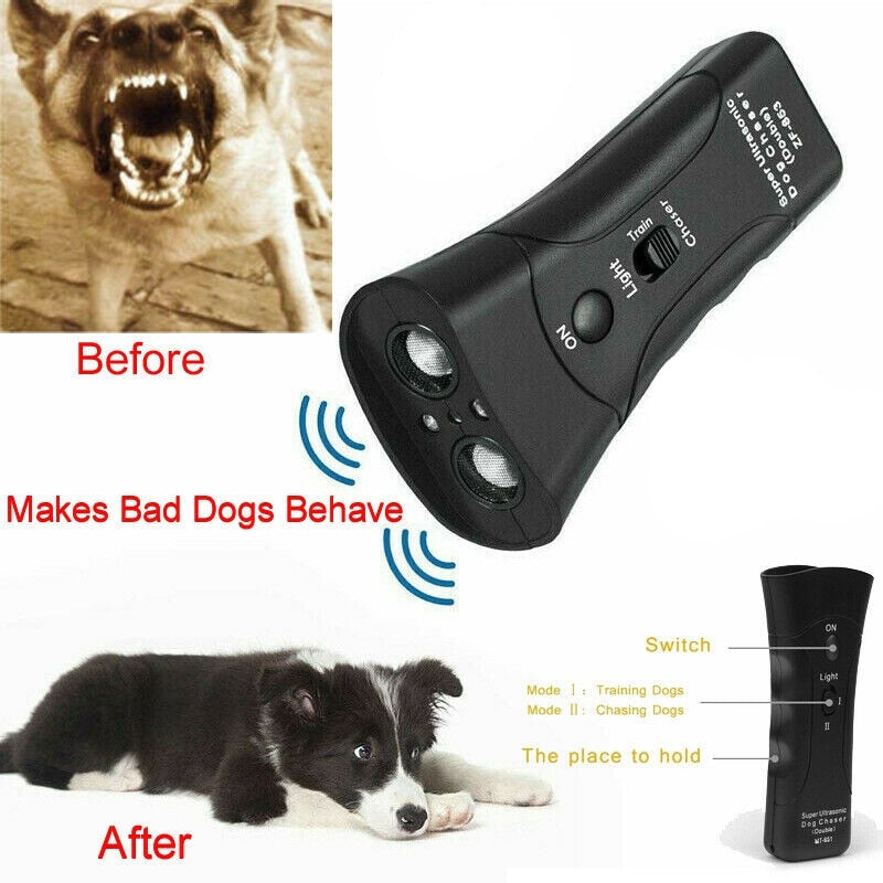 Pet Repellent Anti Dog Barking Pet Trainer LED Light Ultrasonic Gentle Chase Training Double Head Trumpet