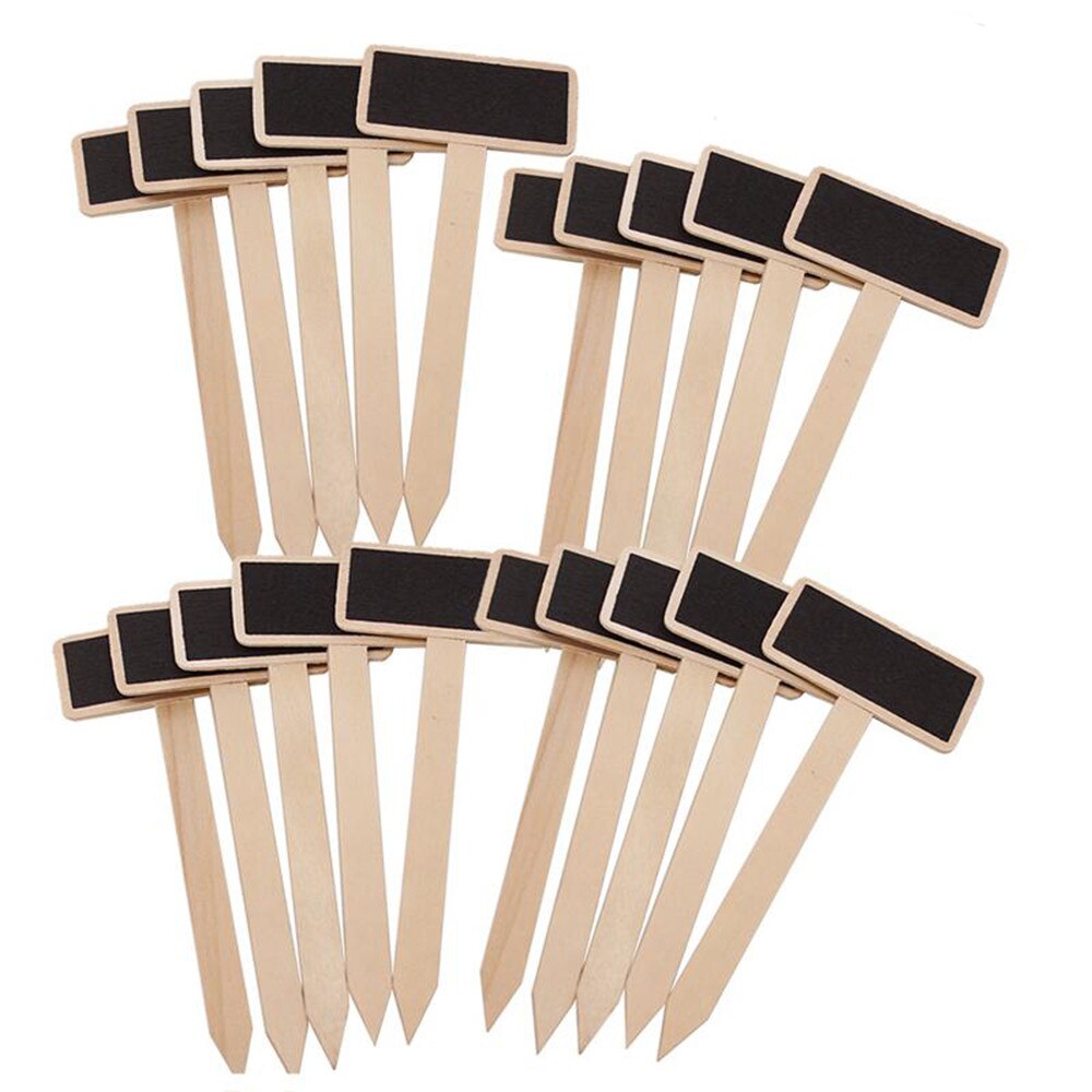 20PCS Mini Wooden Chalkboard Plant Markers Creative Blackboard Signs Garden Flowers and Plants Tags Garden Decoration Tools