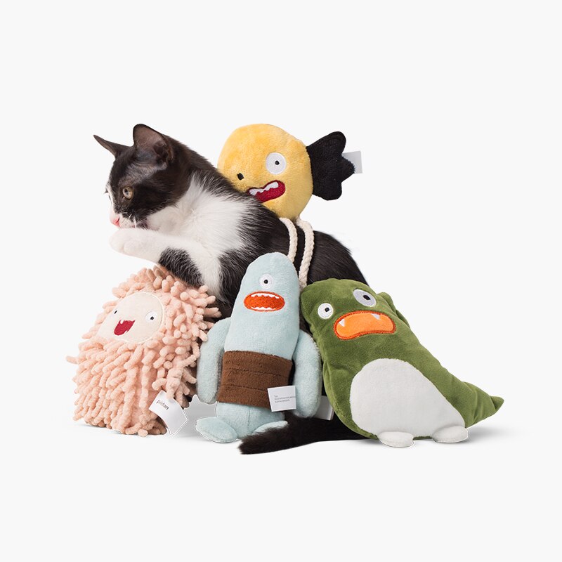 Catnip Plush Cat Toy Fun Cats Chew Toy Cartoon Bite Resistant Catnip Filled Health Toys Chewing Teething Biting for Kitten Pets