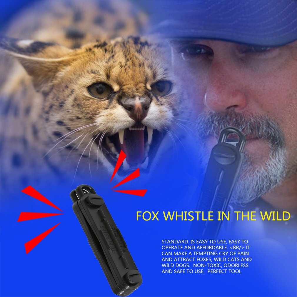 Black Outdoor Fox Down Fox Blaster Call Whistle Predator Hunting Camping Calling Rabbit Game Caller
