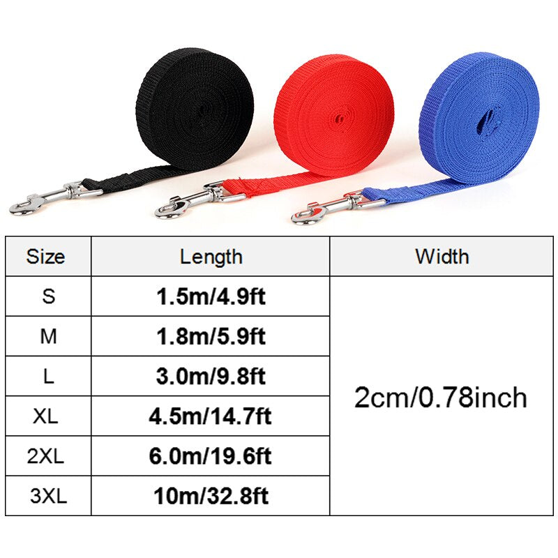Nylon Dog Training Leashes Pet Supplies Walking Harness Collar Leader Rope For Dogs Cat 1.5M 1.8M 3M 4.5M 6M 10M
