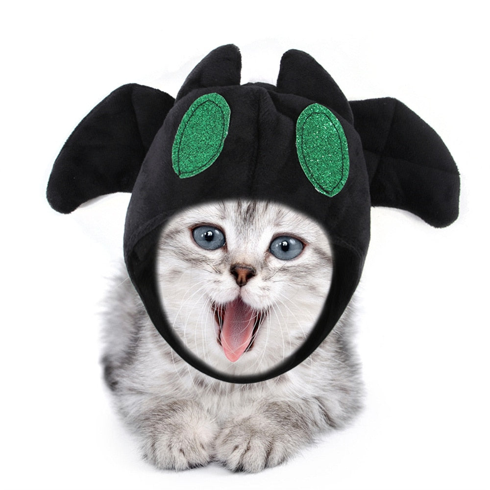 Pet Dog Cat Clothes Halloween Hat For Cat Cute Shapes Bat Headgear Decoration For Halloween Adjustable 26~31cm Velcro Cat Hat