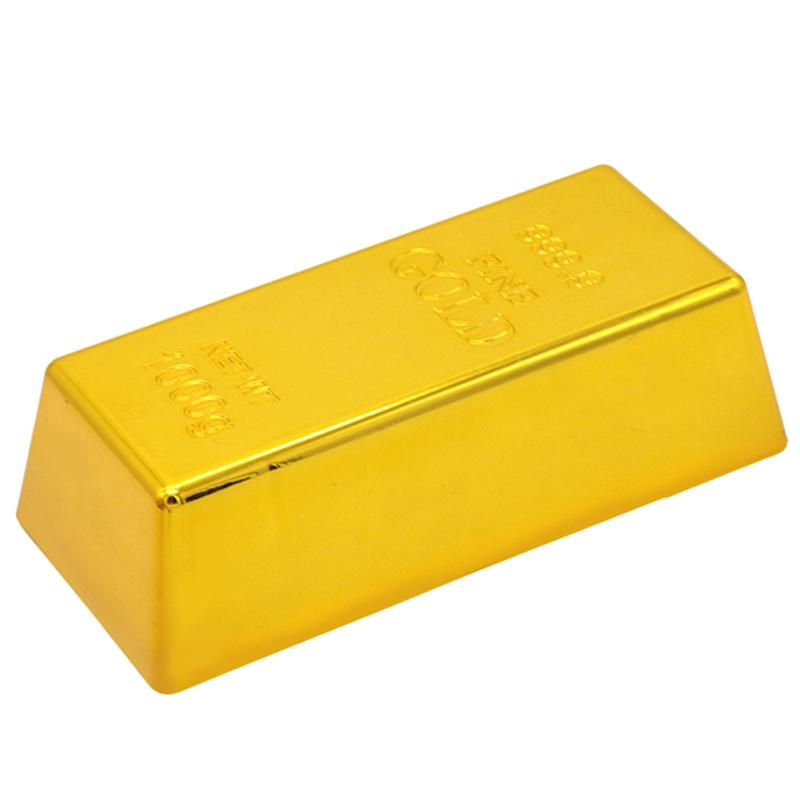 2Pcs Simulation Plastic Hollow Gold Bullion Fake Gold Brick Creative Artificial Gold Bar Decorative Prop for Party Activity