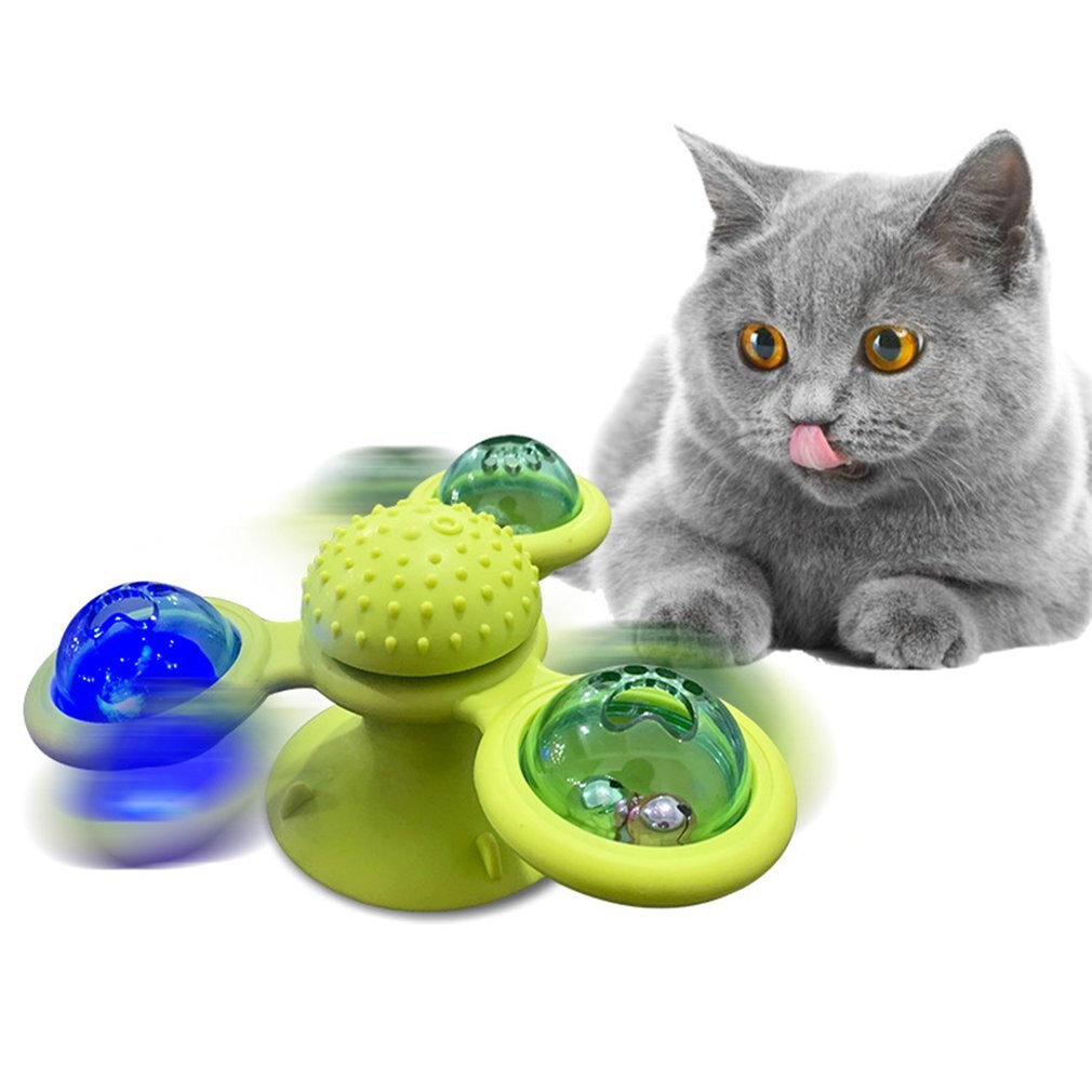 Pet Toy Whirling Scratching With Led Ball Teasing Interactive Massage Cat Games Kitten Turntable Pet Tickle Windmill Cat Toy