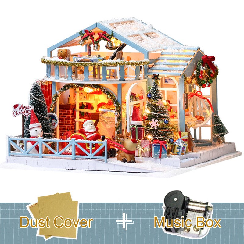 Cutebee DIY DollHouse Wooden Doll Houses Miniature Dollhouse Furniture Kit Toys for children New Year Christmas Gift Casa