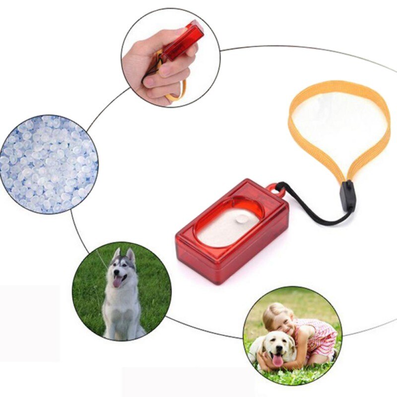 New Durable Portable Red Dog Cat Training Clicker Puppy Obedience Whistle Trainer Device with wrist strap Pet Supplies