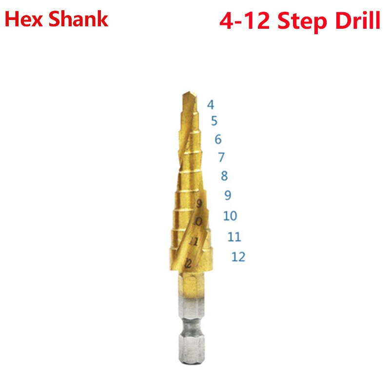 Hss Titanium Step Drill Bit 3-13/3-12/4-12/4-20/4-22/4-32 mm Step Cone Cutting Tools Steel Woodworking Metal Drilling Set