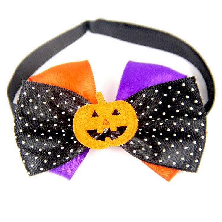 Bowtie Pet Collar Tie For Halloween Cosplay Pumpkin Ghost Witch Fashion Adjustable Cat Dog Bow Tie Colorful Printing Pattern Pet