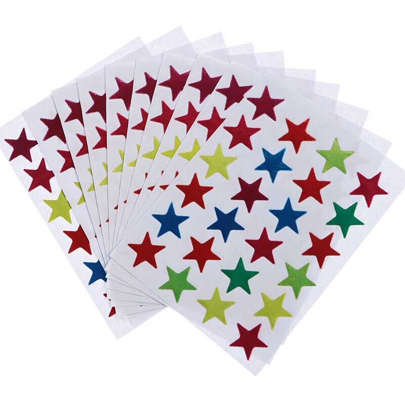 10pcs Many Kindergarten Awards Gold-plated Glitter Sticker Mother Teacher Praise Label Award Five-pointed Star Love Sticker