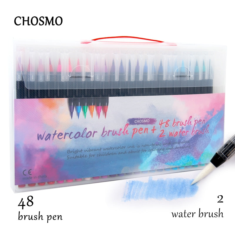 72 Colors Watercolor Brush Pens Art Marker Pens for Drawing Coloring Books Manga Calligraphy School Supplies Stationery