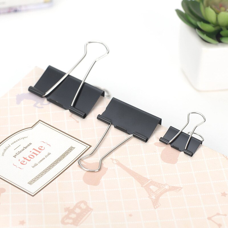 NEW Paper Clip Black Metal Binder Clips File Binder Clips Office School Stationery Paper Document Clips Grip Clamps 5 Sizes