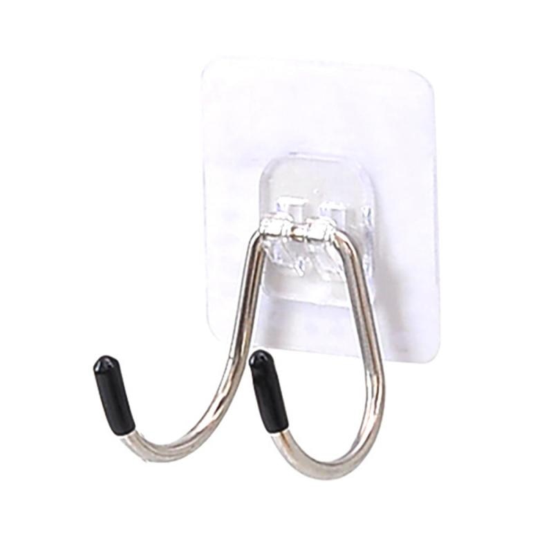 Strong Adhesive Hook Wall Door Sticky Hanger Stainless Steel Double Hook Kitchen Bathroom Hooks Home Products Hot New