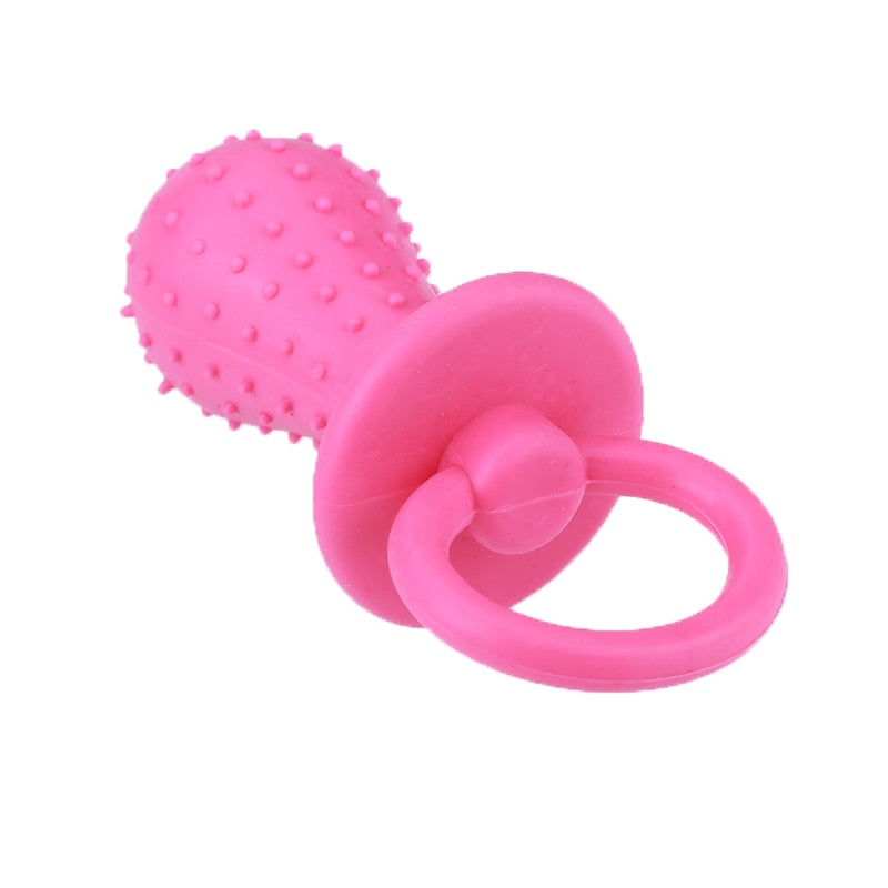 Pet Rubber Pacifier Dog Toy Interactive Rubber Soother Pet Dog Cat Puppy Elasticity Teeth Dog Chew Toys With Bell Hangable