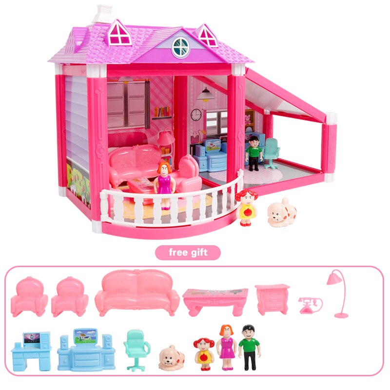 Dollhouse Castle DIY House Toy Pink Assemble Miniature Dollhouse Birthday Gifts Educational Toys Doll Villa Girl DIY Toy