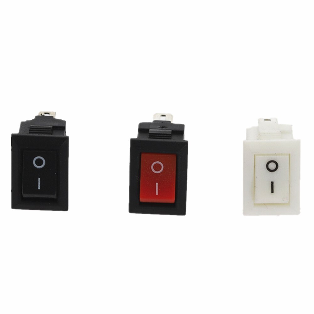 10Pcs Push Button Switch 10x15mm SPST 2Pin 3A 250V KCD11 Snap-in On/Off  Rocker Switch 10MM*15MM Black Red and White