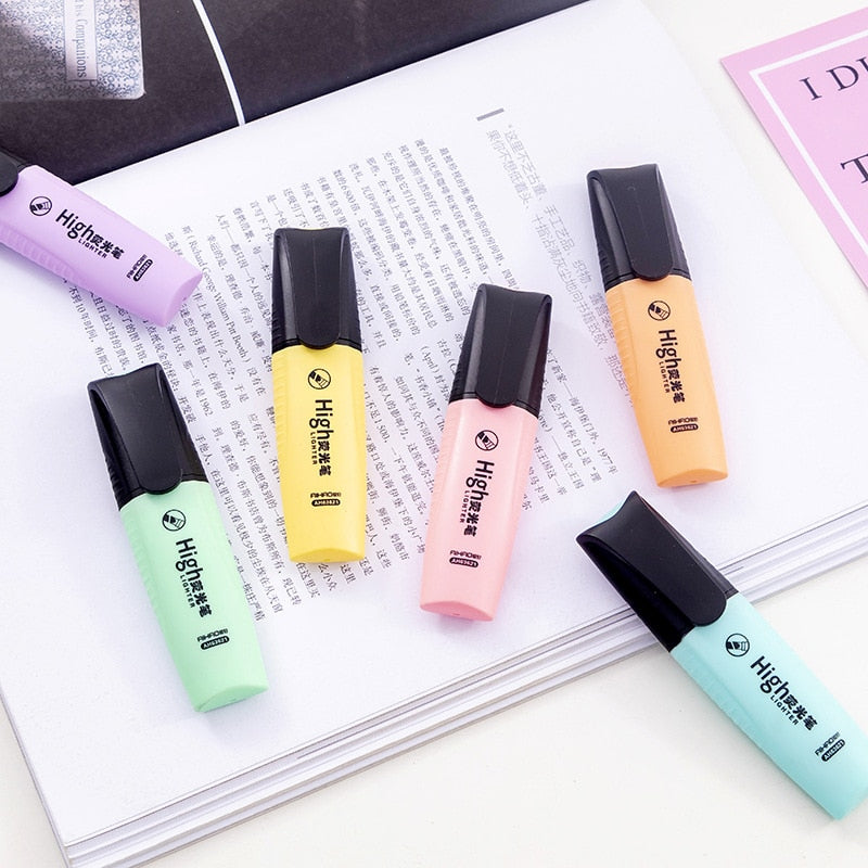 Macaroon Color Mini Colorful Highlighters Pastel Markers 6 Colors Single Text Focus Marker Pens for School Office